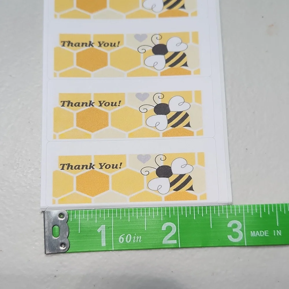 Hand Crafted Bee w/ Honeycomb Thank You Stickers 100 Count